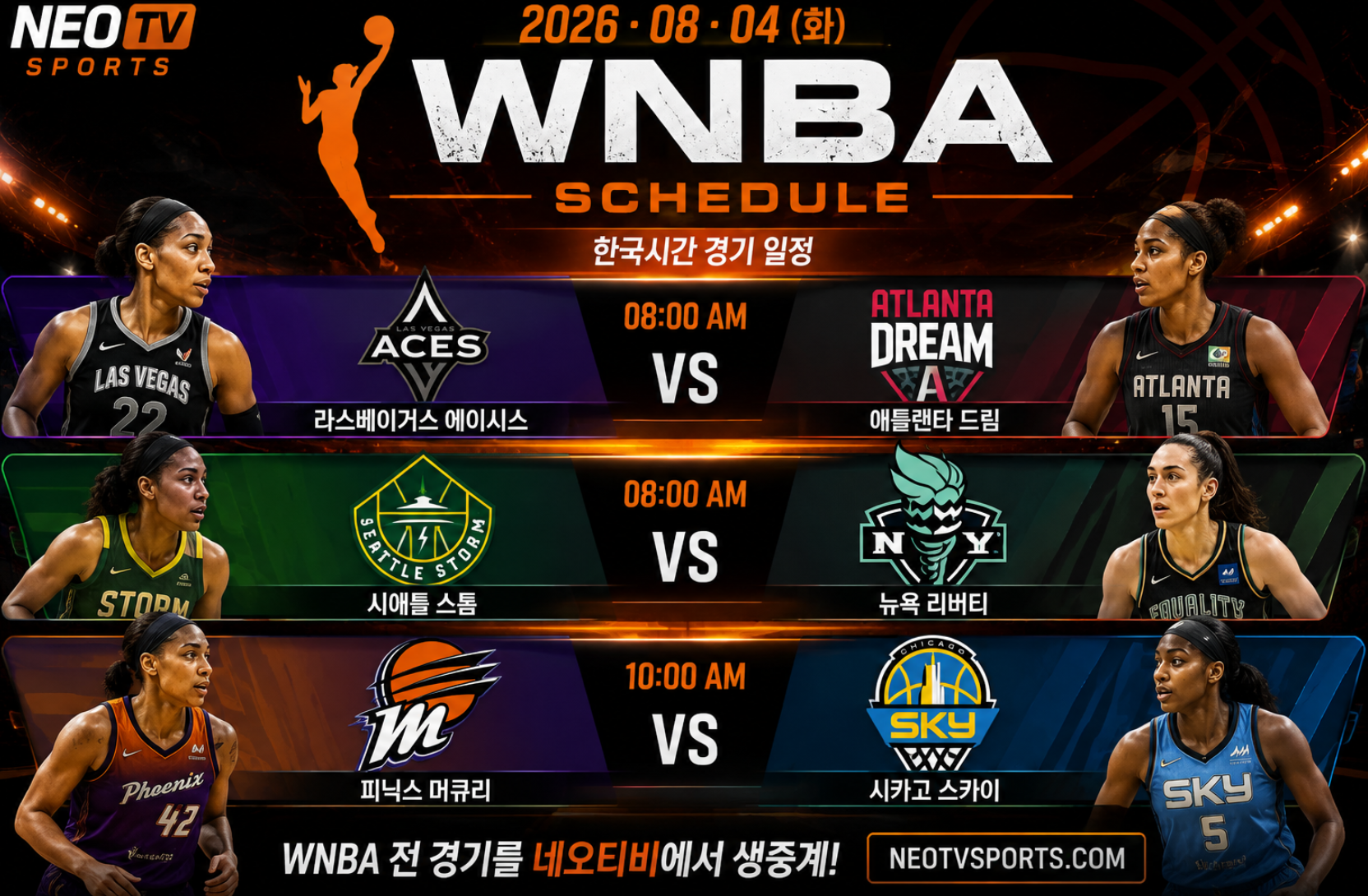 8월4일 WNBA 일정