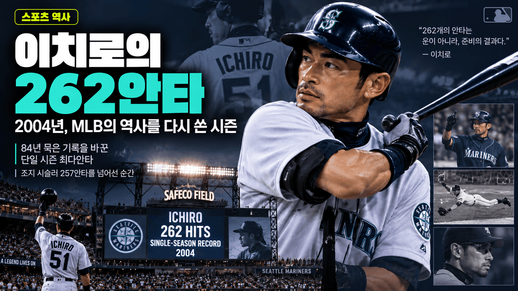 ⚾ 이치로 262안타, 84년 묵은 MLB 기록을 바꾼 2004년
