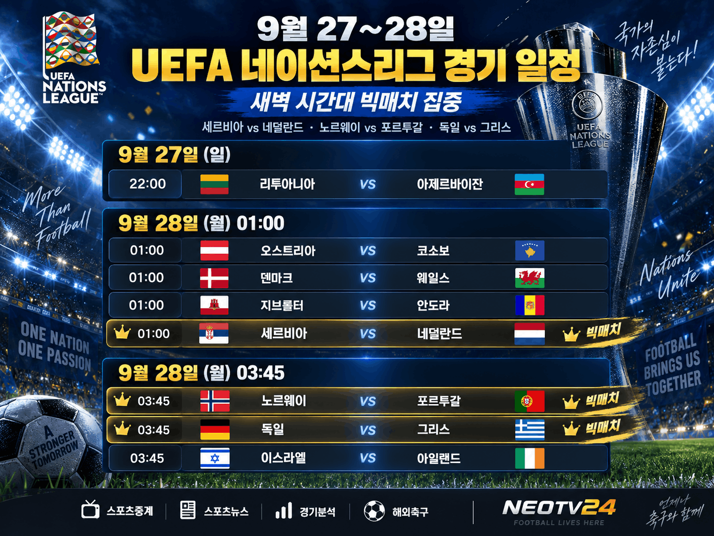 27~28일 UEFA 네이션스리그 일정