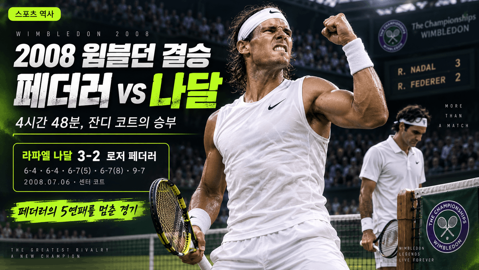 🎾 2008 윔블던 결승, 페더러의 5연패를 멈춘 나달의 4시간 48분