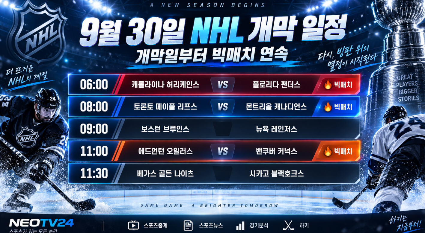 9์ 30์ผ NHL ๊ฐ๋ง