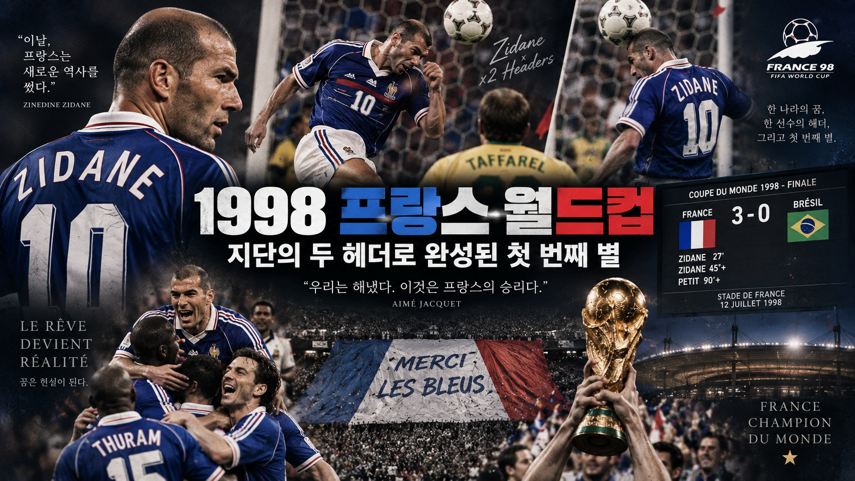 ⚽ 1998 프랑스 월드컵, 지단의 두 헤더로 완성된 첫 번째 별