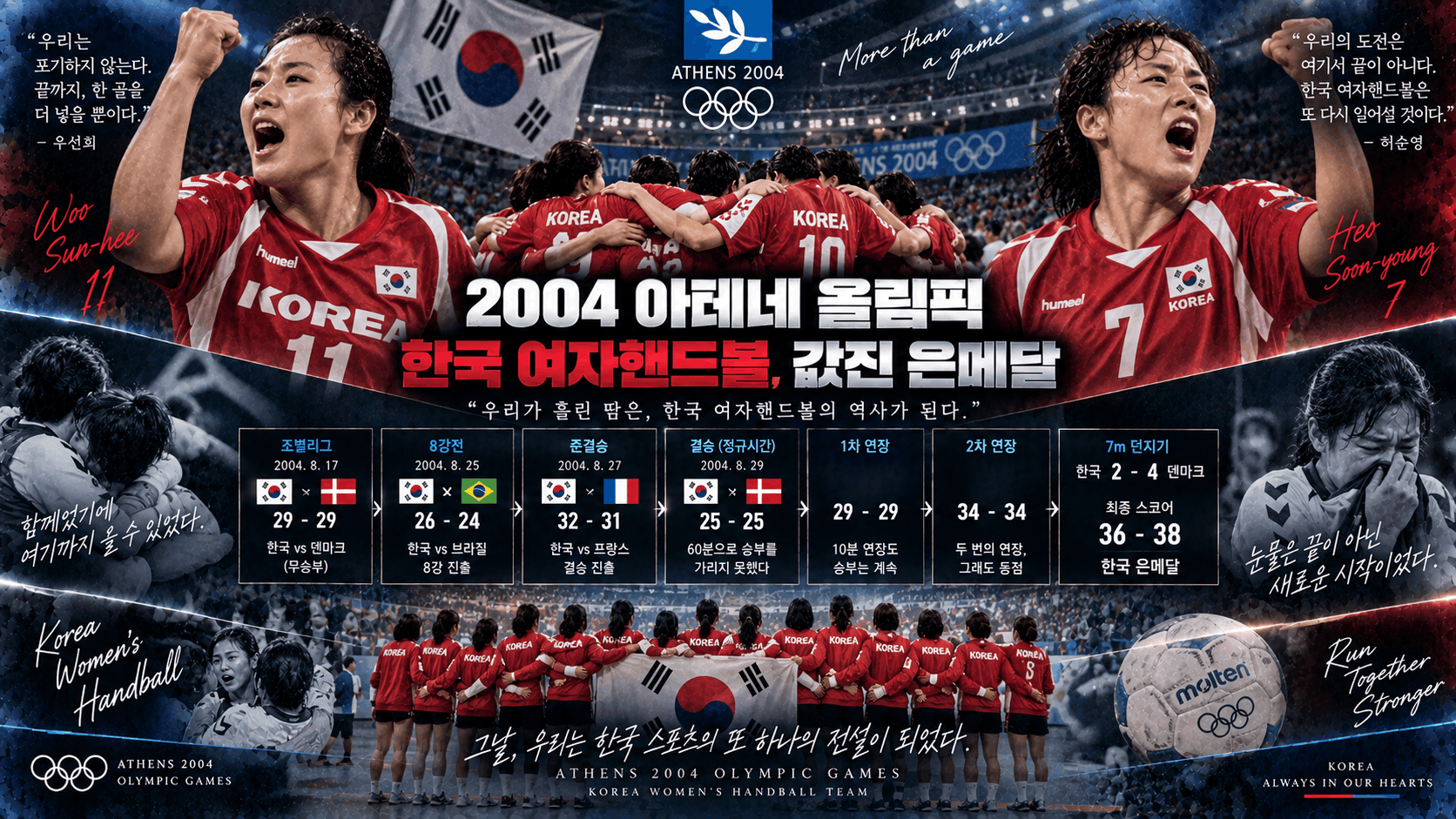 🤾♀️ 2004 아테네 여자핸드볼, 두 번의 연장 끝에 남은 한국의 은메달