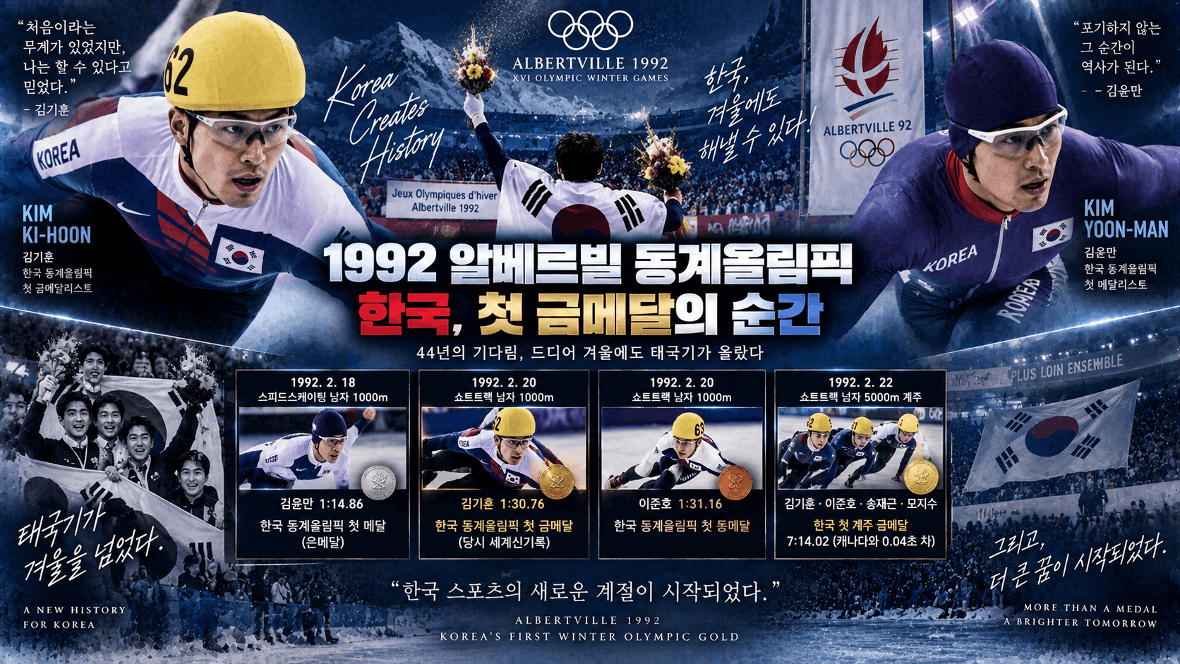 ⛸️ 1992 알베르빌, 김기훈이 만든 한국 동계올림픽 첫 금메달