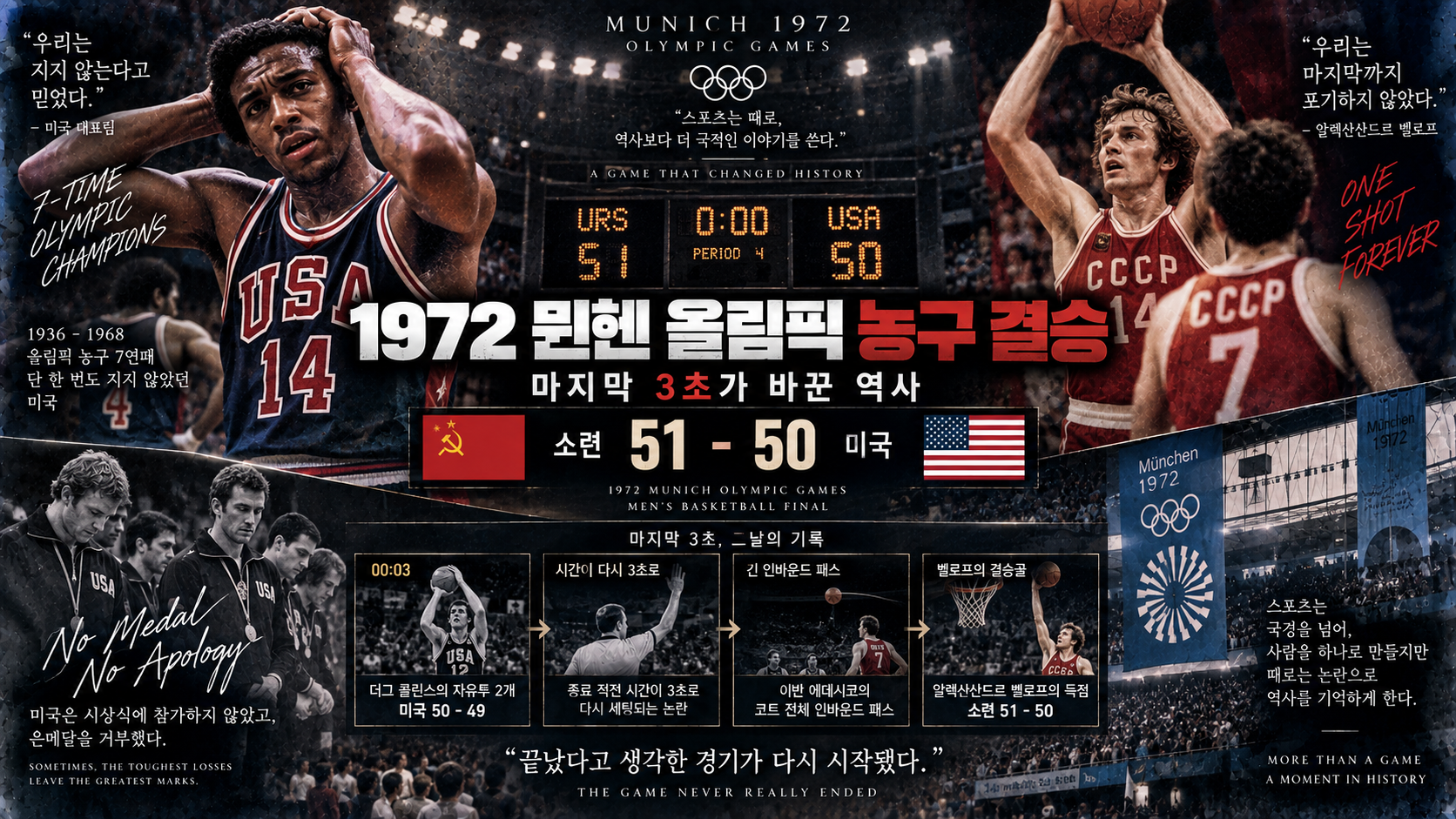 🏀 1972 뮌헨 올림픽 결승, 마지막 3초가 뒤집은 미국 농구의 첫 패배